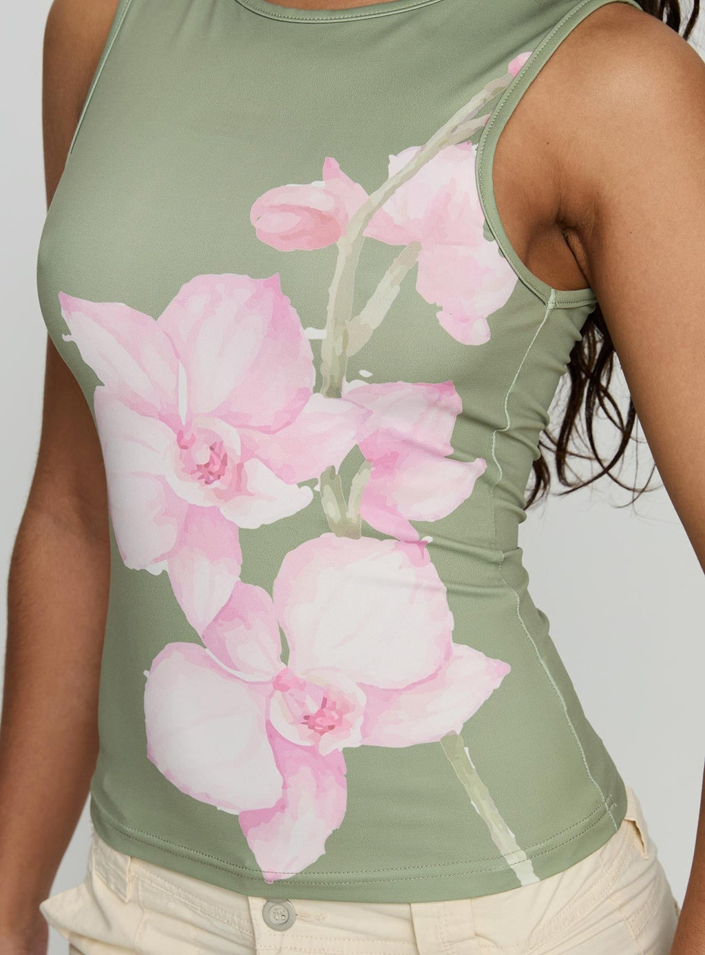Yosefine Graphic Tank Top Green Floral