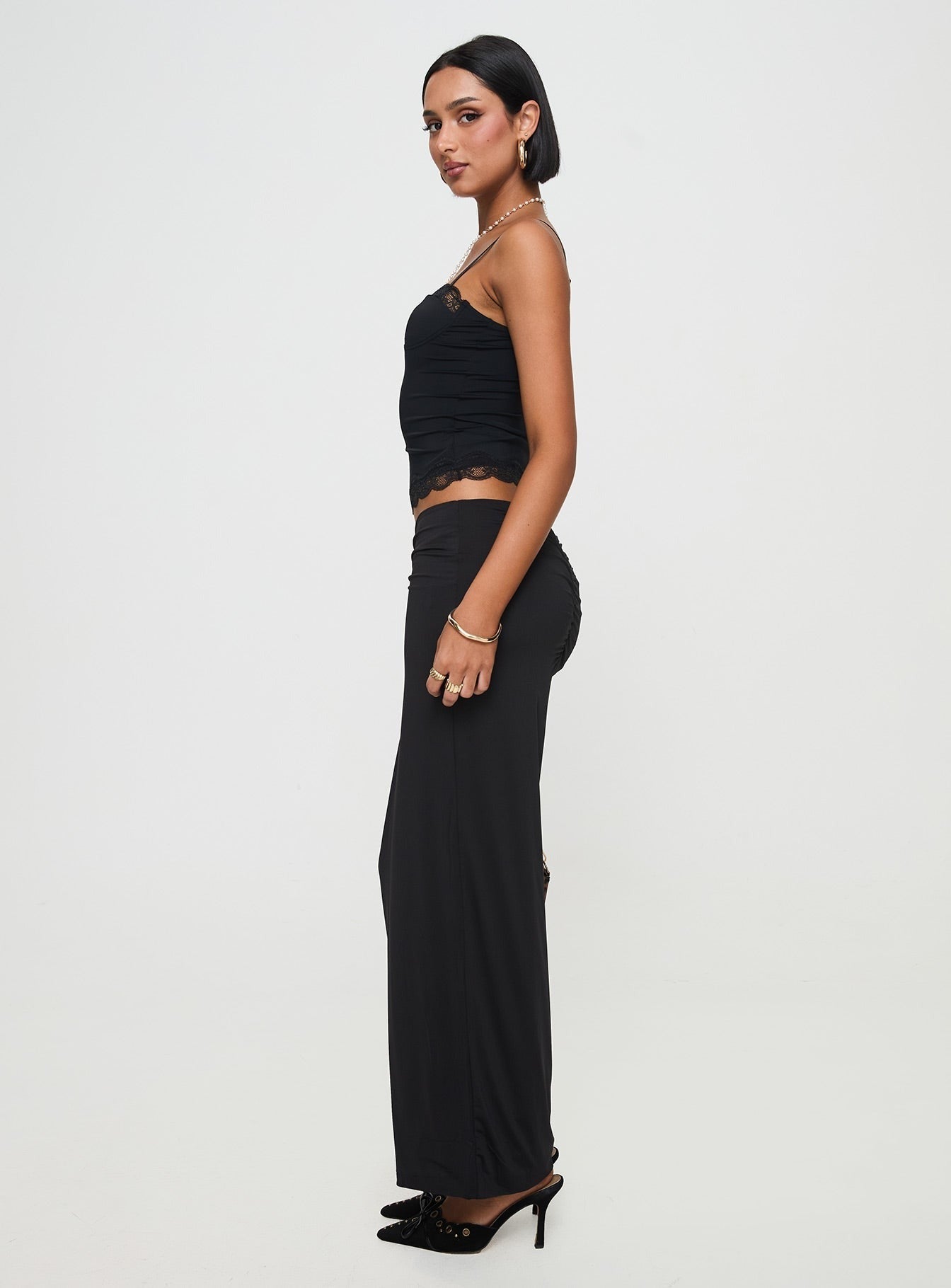 Kalyn Ruched Front Maxi Skirt Black