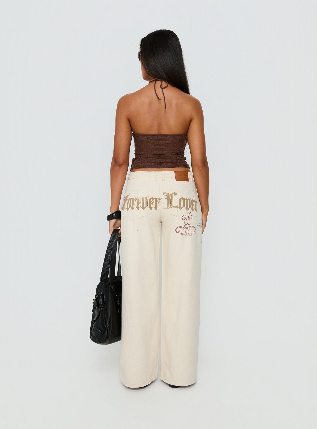 Than Forever Love Graphic Denim Jeans Cream