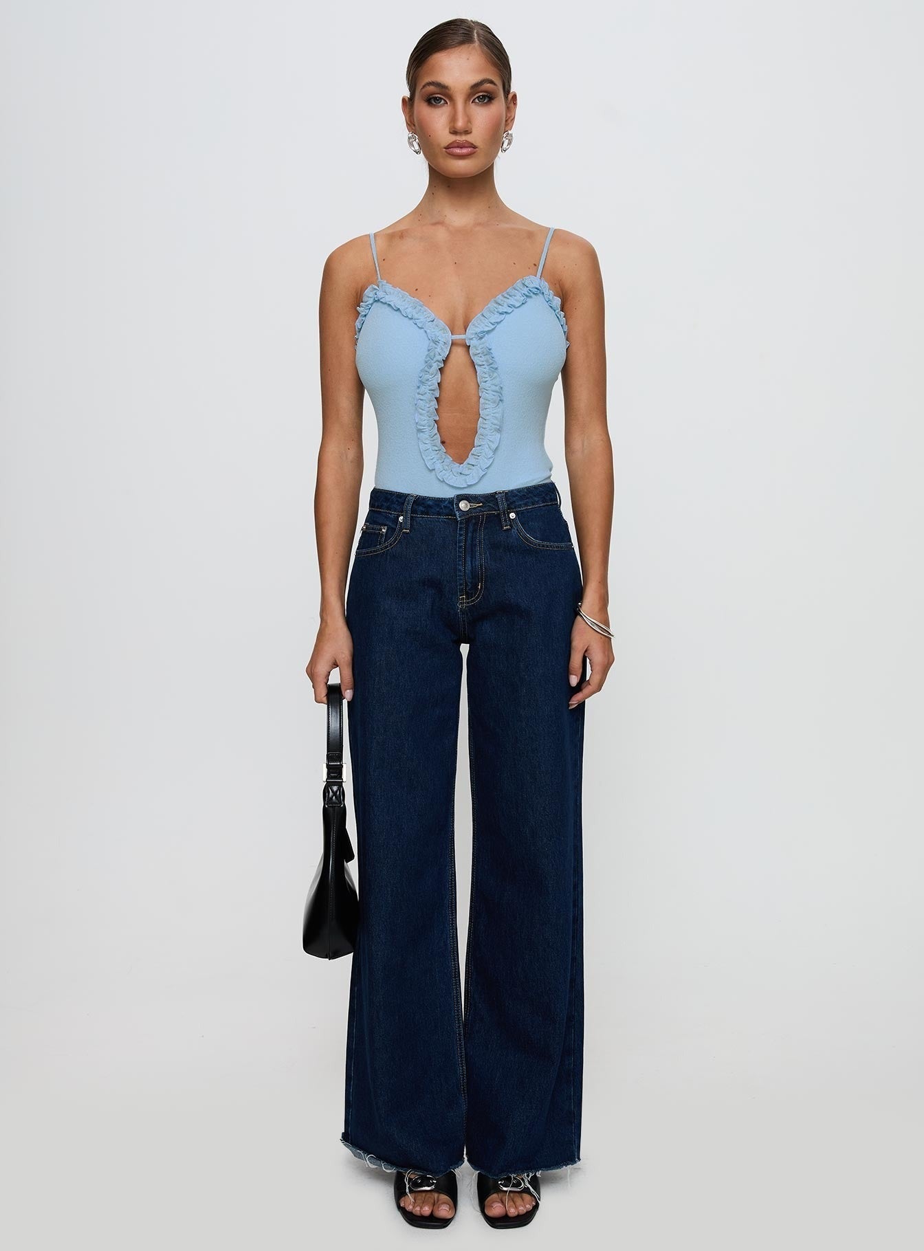 Rhyde Plunging Frill Bodysuit Blue