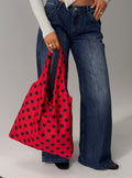 Worth My Time Oversized Tote Bag Red / Black Polka