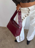 Kaiser Stud Detail Shoulder Bag Burgundy