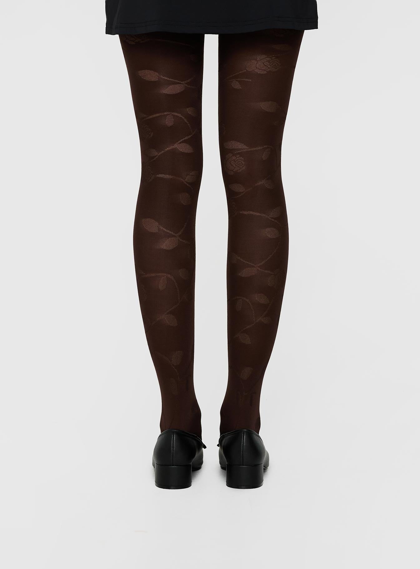 Lille Floral Sheer Tights Black