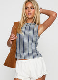 Penelopie Backless Top Navy Check