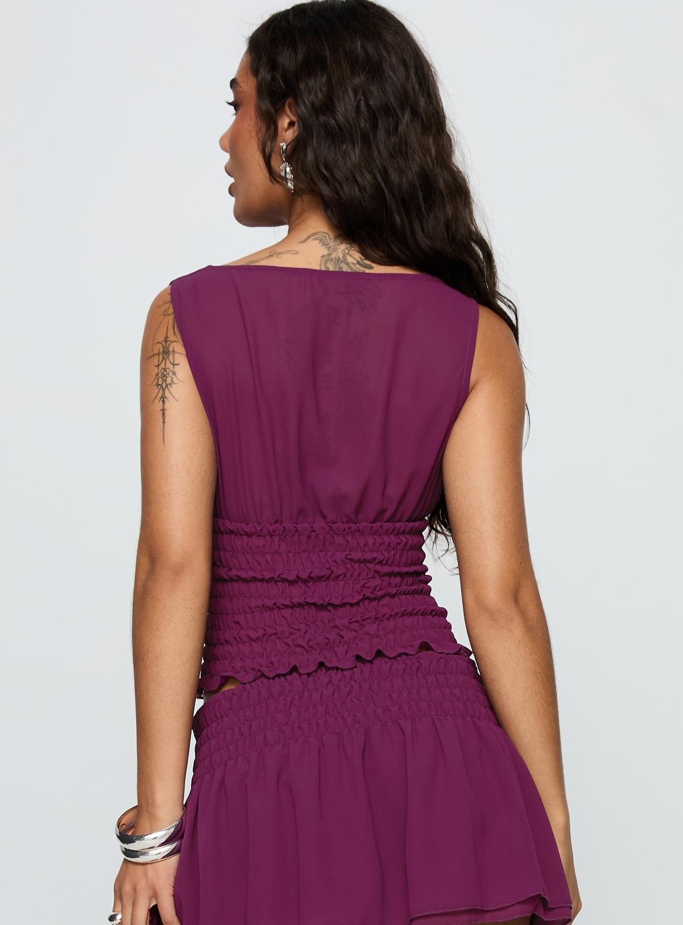 I Belong Shirred Top Wine