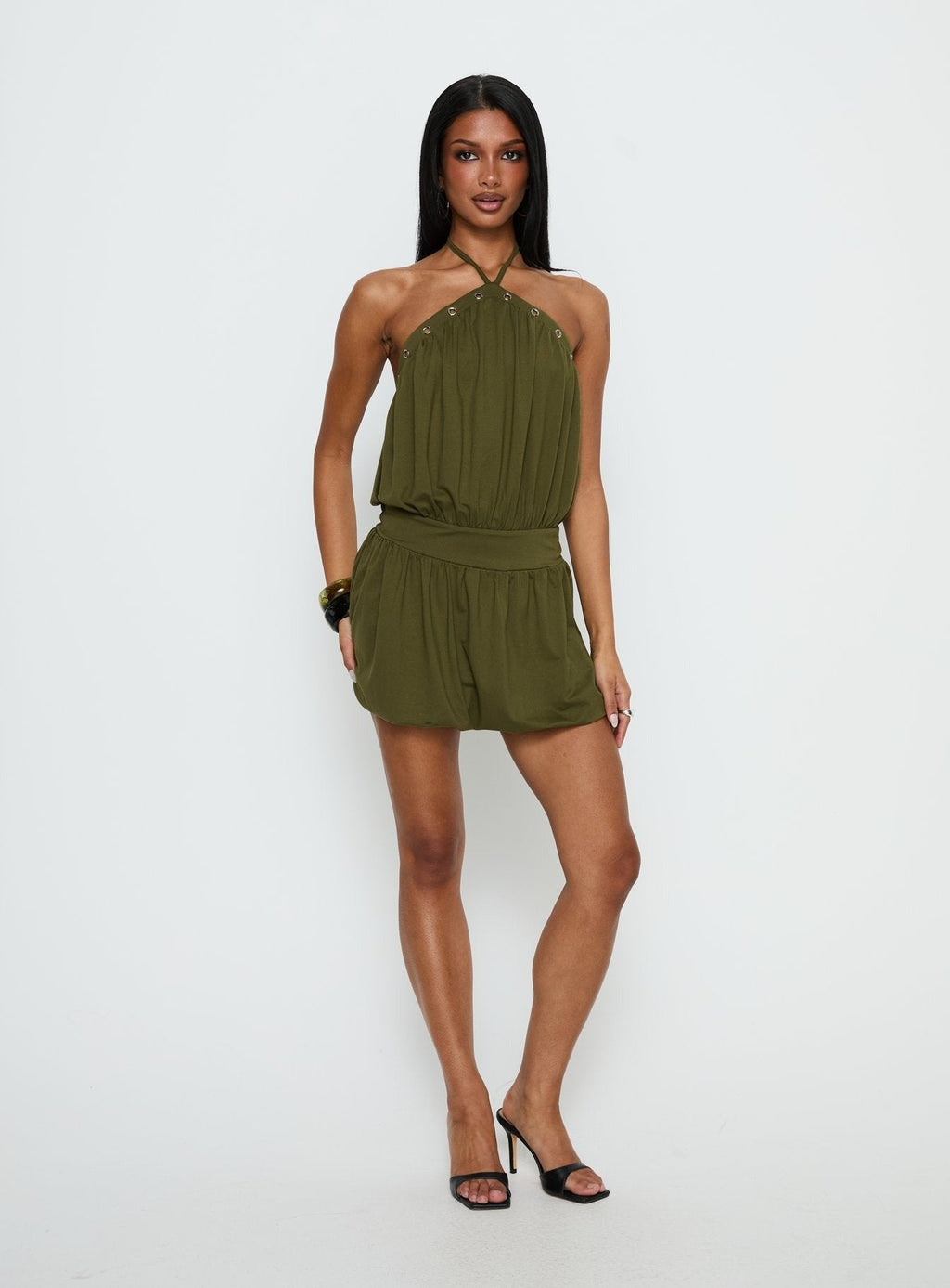 Sunnee Eyelet Detail Romper Green