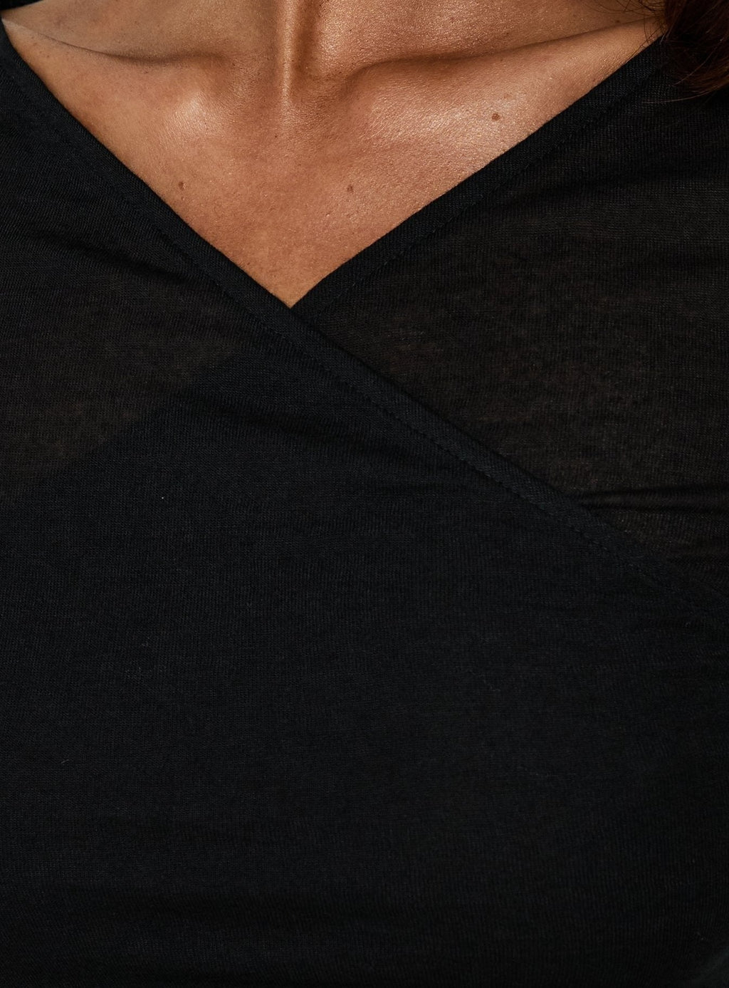 Deila Layered V Neck Long Sleeve Top Black