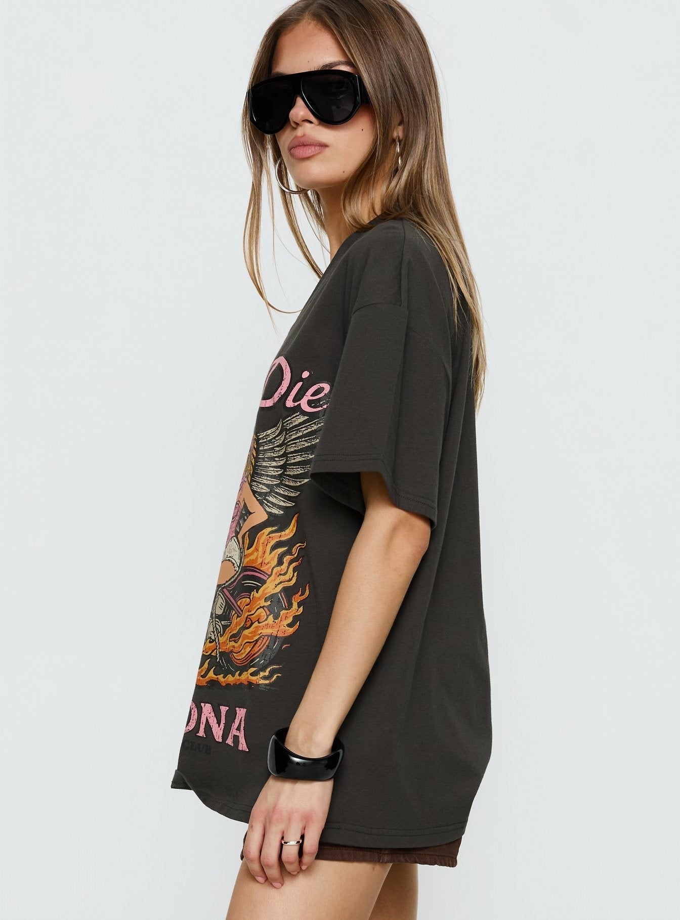 Ride or Die Daytona Oversized Graphic Tee Black