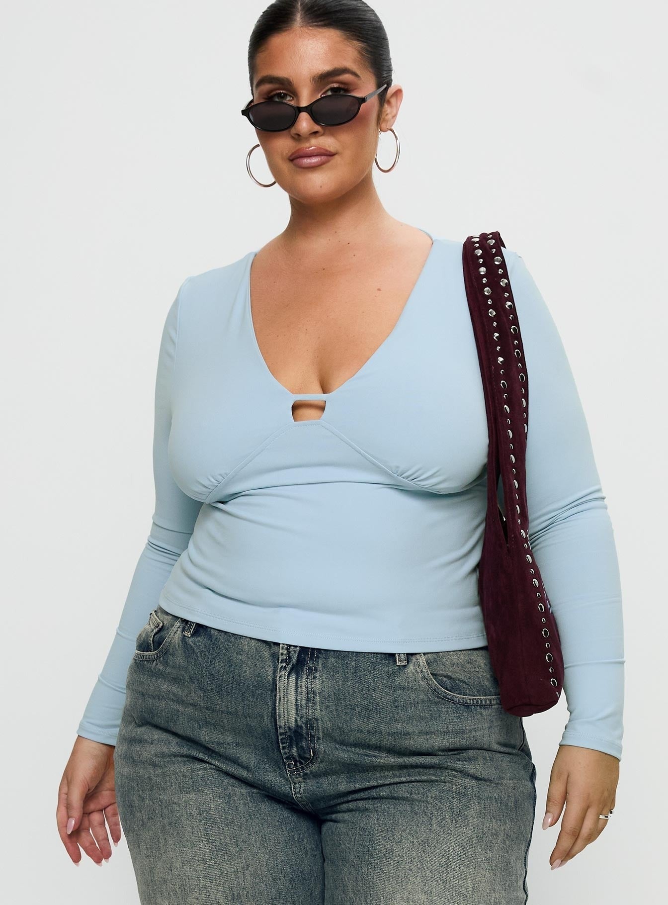 Sold On You Long Sleeve Top Blue Curve