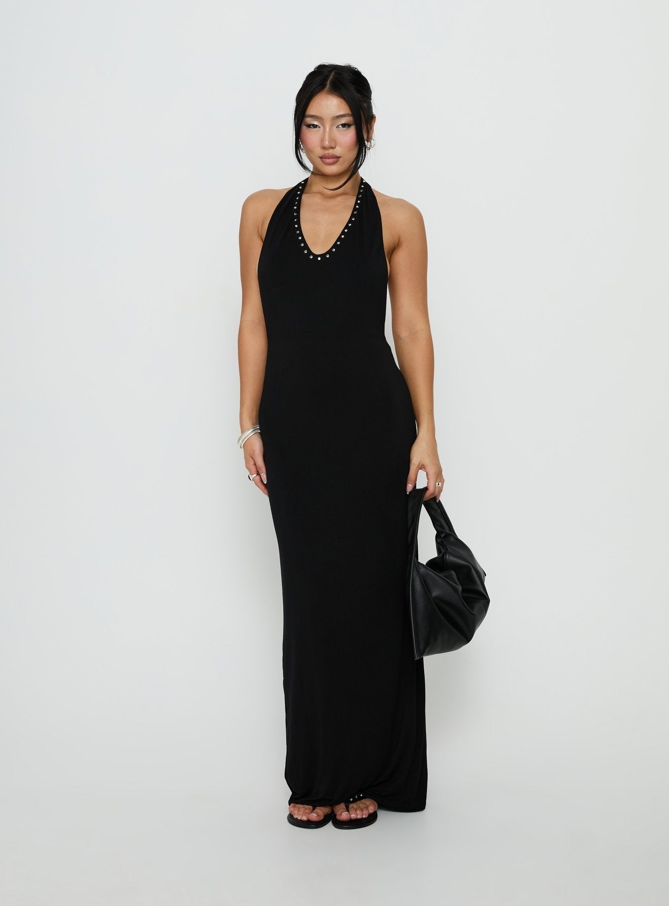 Ascenza Studded Racerback Maxi Dress Black