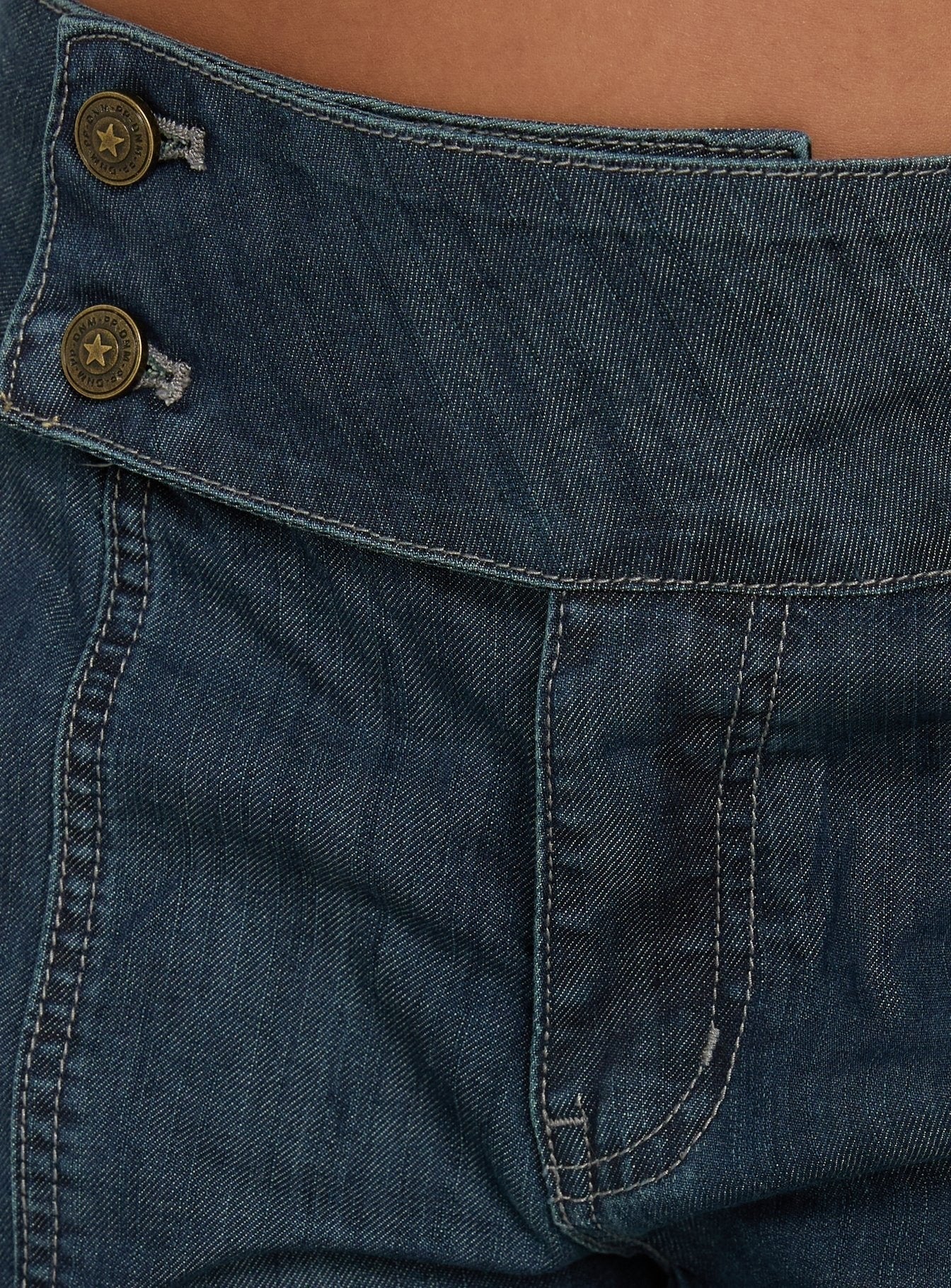 Nikoletta Mid Rise Wide Leg Cargo Jeans Dark Blue Wash