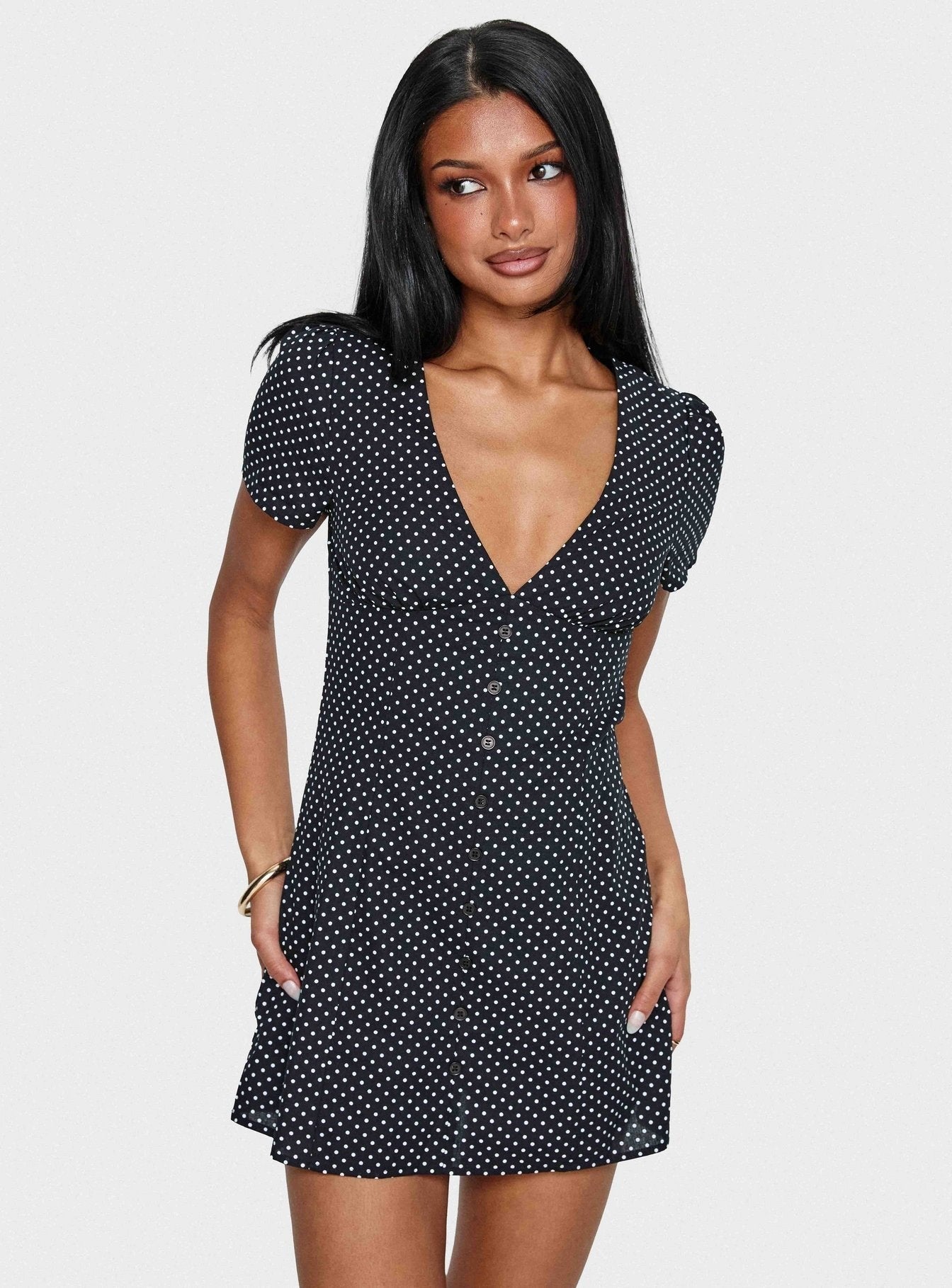 Loveliness Romper Black Polka