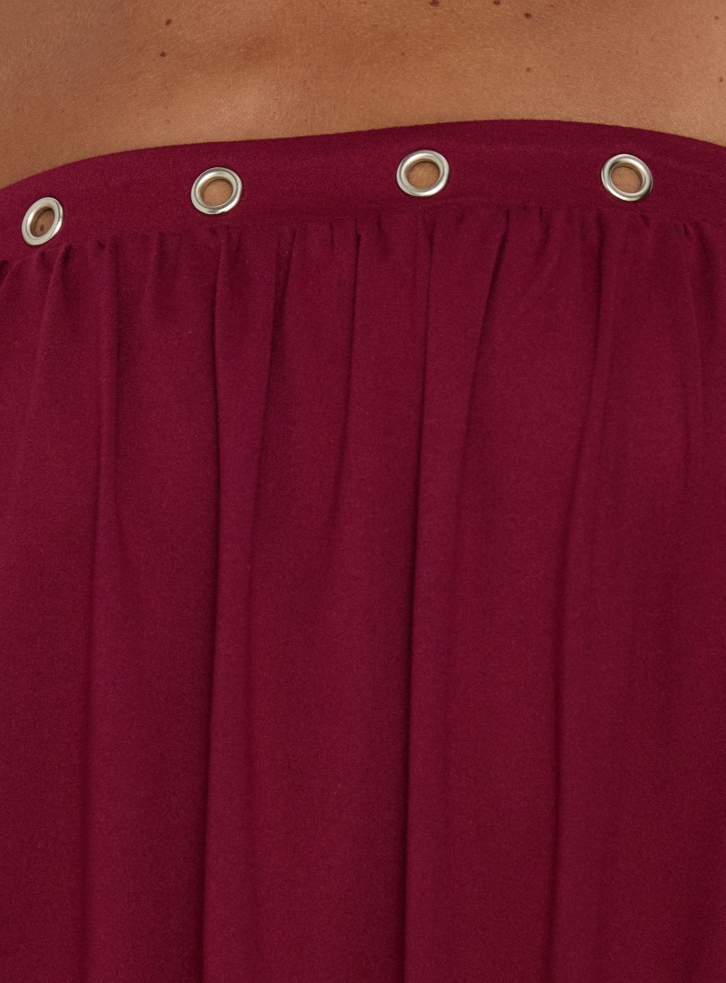 Lenika Eyelet Strapless Mini Dress Burgundy