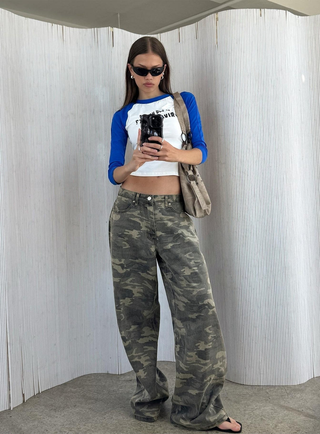 Naylor Mid Rise Wide Leg Jeans Camo