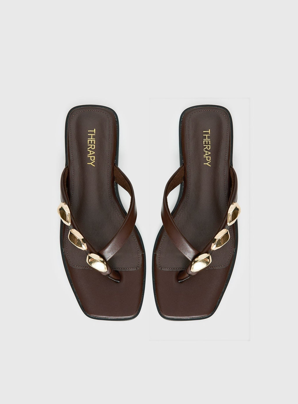 Therapy Guise Hardware Detail Sandals Brown / Gold