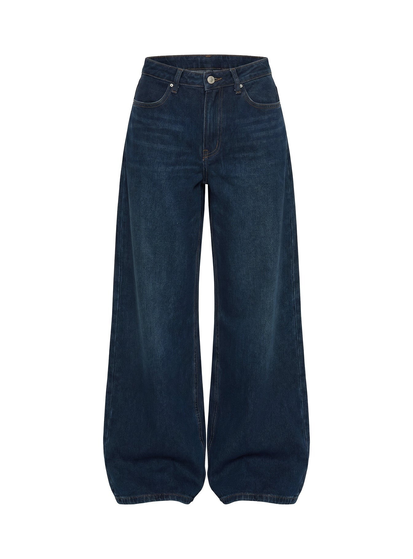 Naylor Mid Rise Wide Leg Jeans Mid Blue Denim