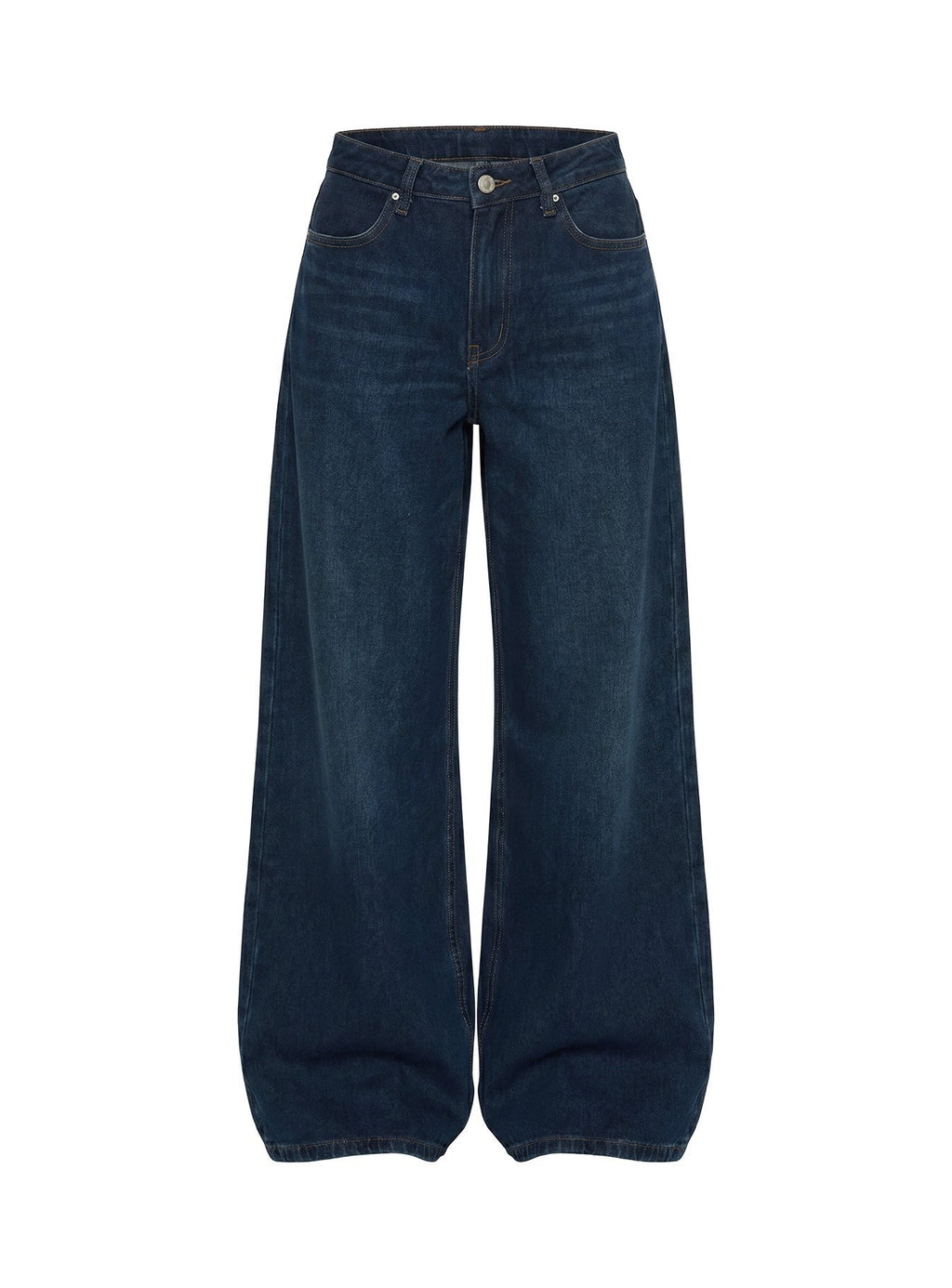 Naylor Mid Rise Wide Leg Jeans Mid Blue Denim
