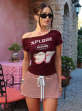 Bexi Textured Skort Red / White Stripe