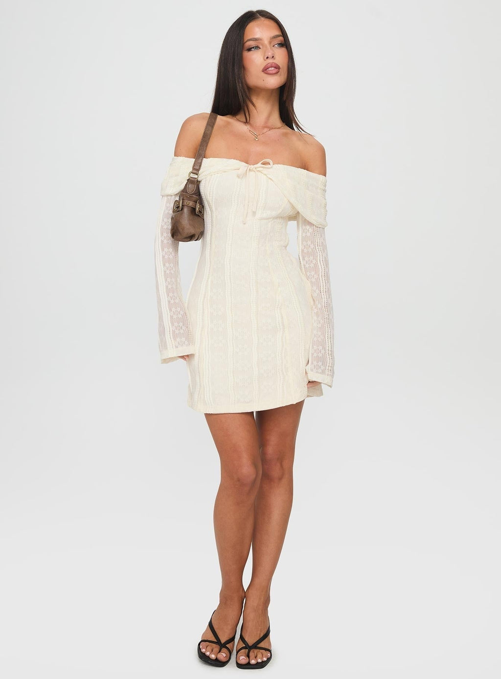 Colettie Long Sleeve Mini Dress Cream