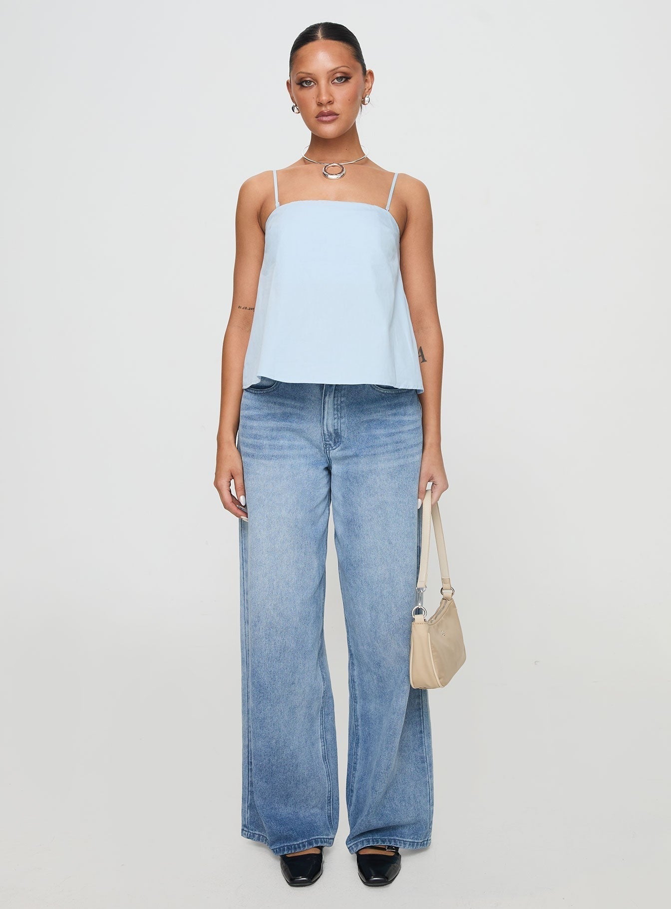 Trapeze Strapless Top Blue