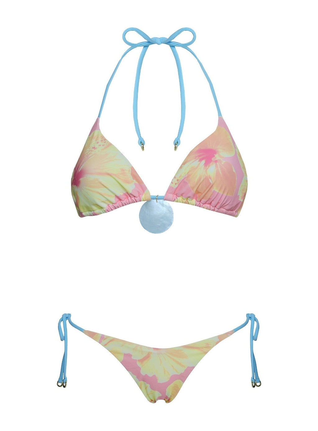 Fluera High Side Tie Bikini Bottoms Pink Floral