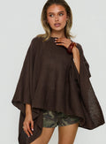 Elvidia Batwing Knit Sweater Brown