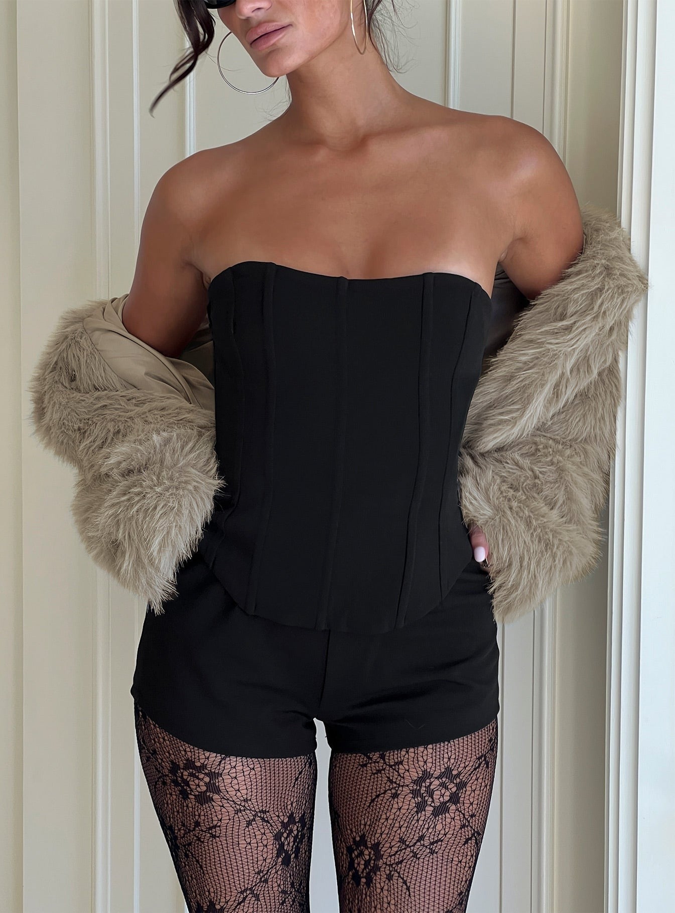 Louisah Corset Romper Black