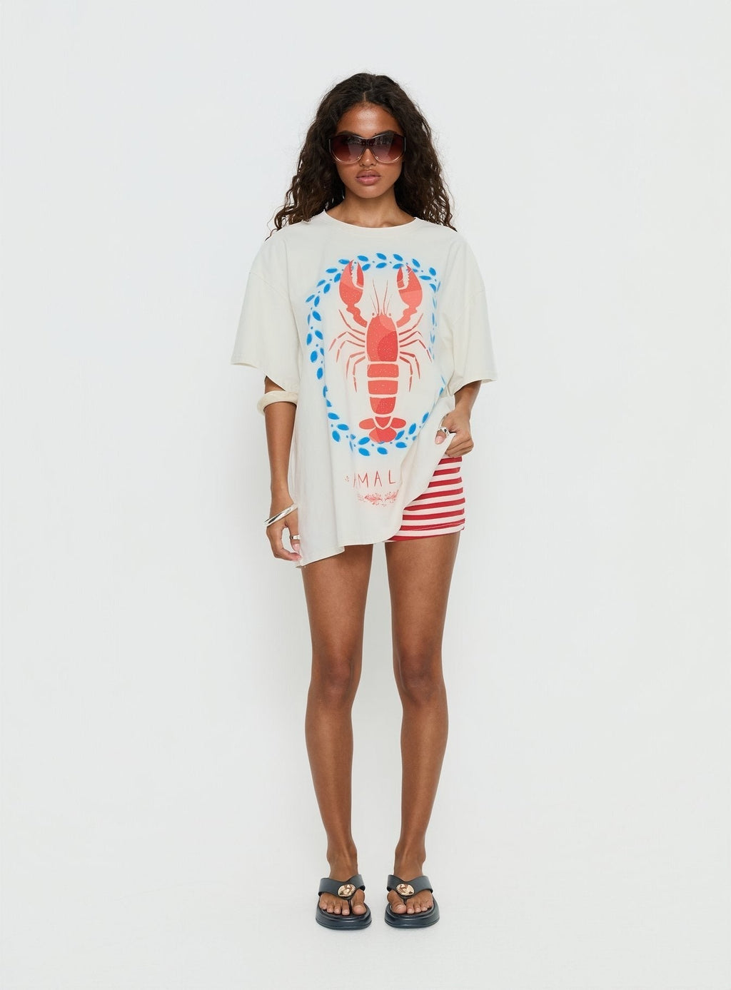 Amalfi Love Oversized Graphic Tee Off White