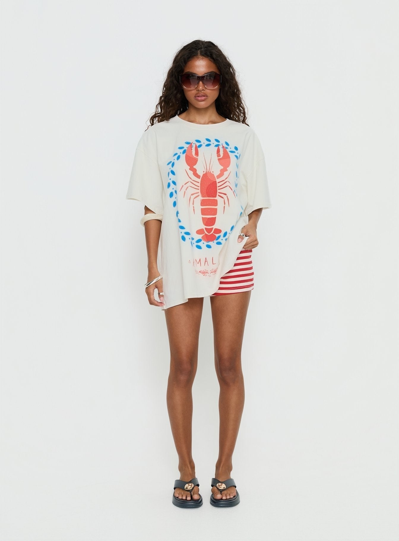 Amalfi Love Oversized Graphic Tee Off White
