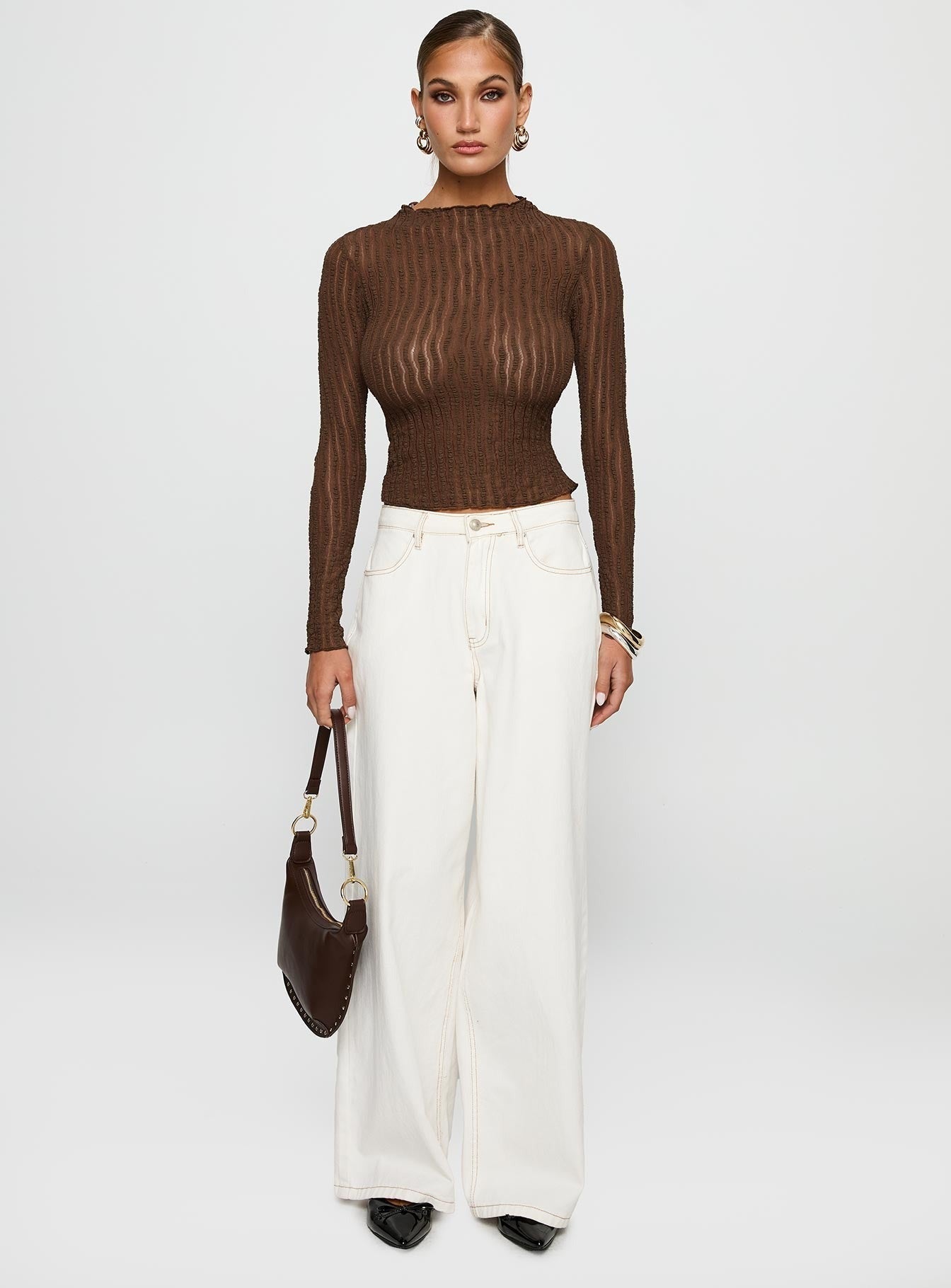 Padra Long Sleeve Top Brown