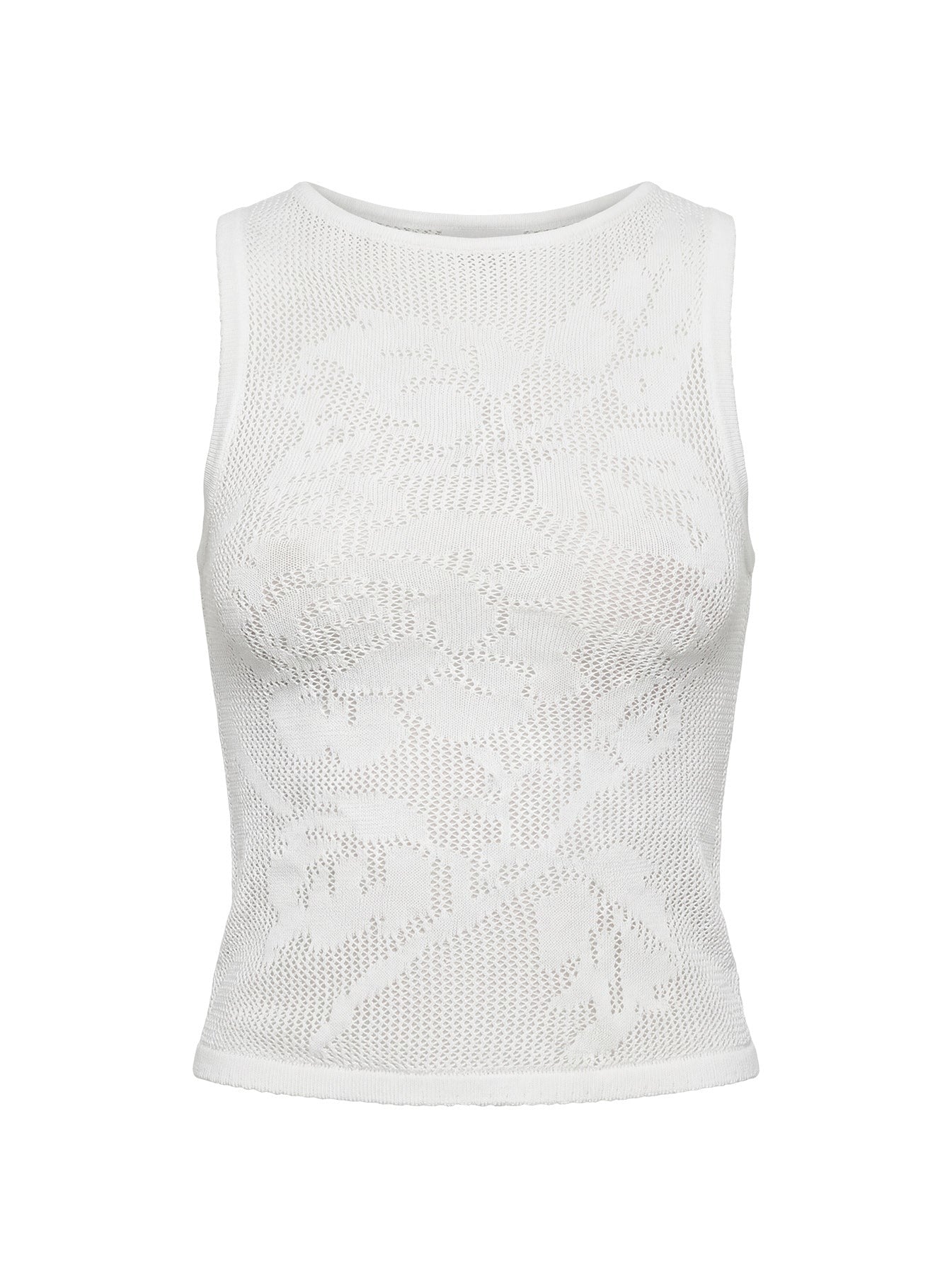 Cypressa Crochet Boat Neck Top Antique White