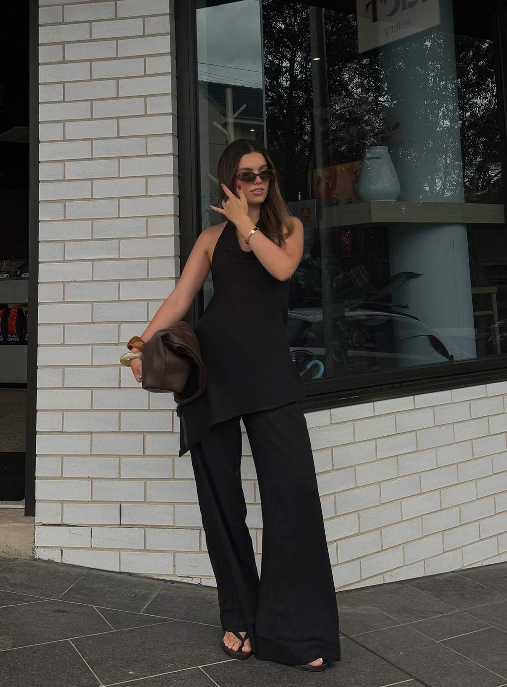 Emorisa Halter Longline Top Black