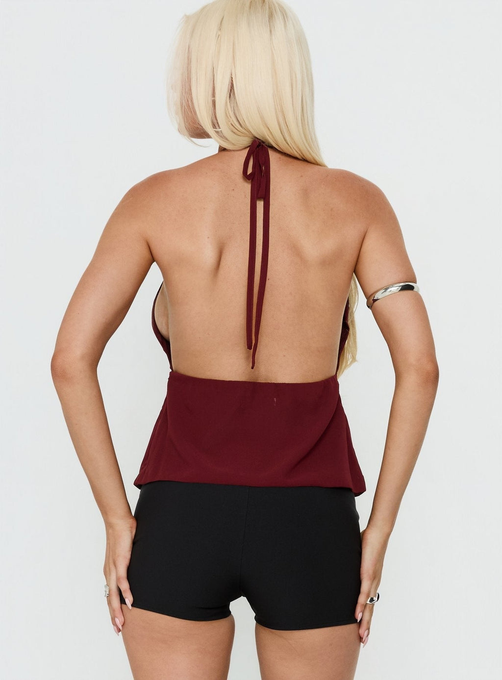 Tekapo Studded V-Neck Top Burgundy