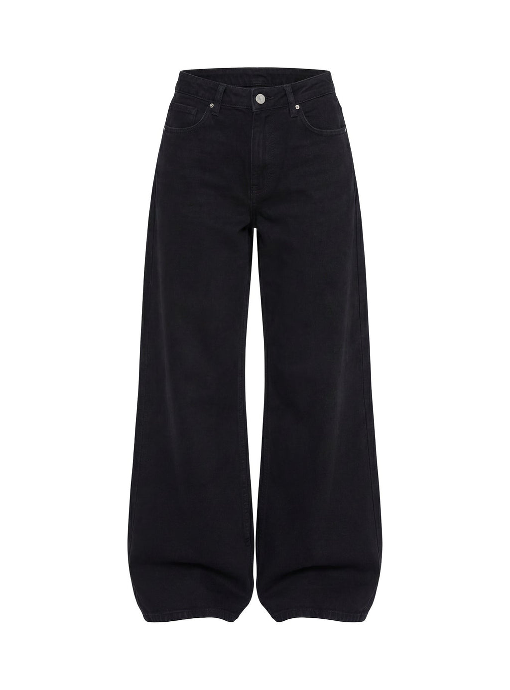 Naylor Mid Rise Wide Leg Jeans Washed Black Denim