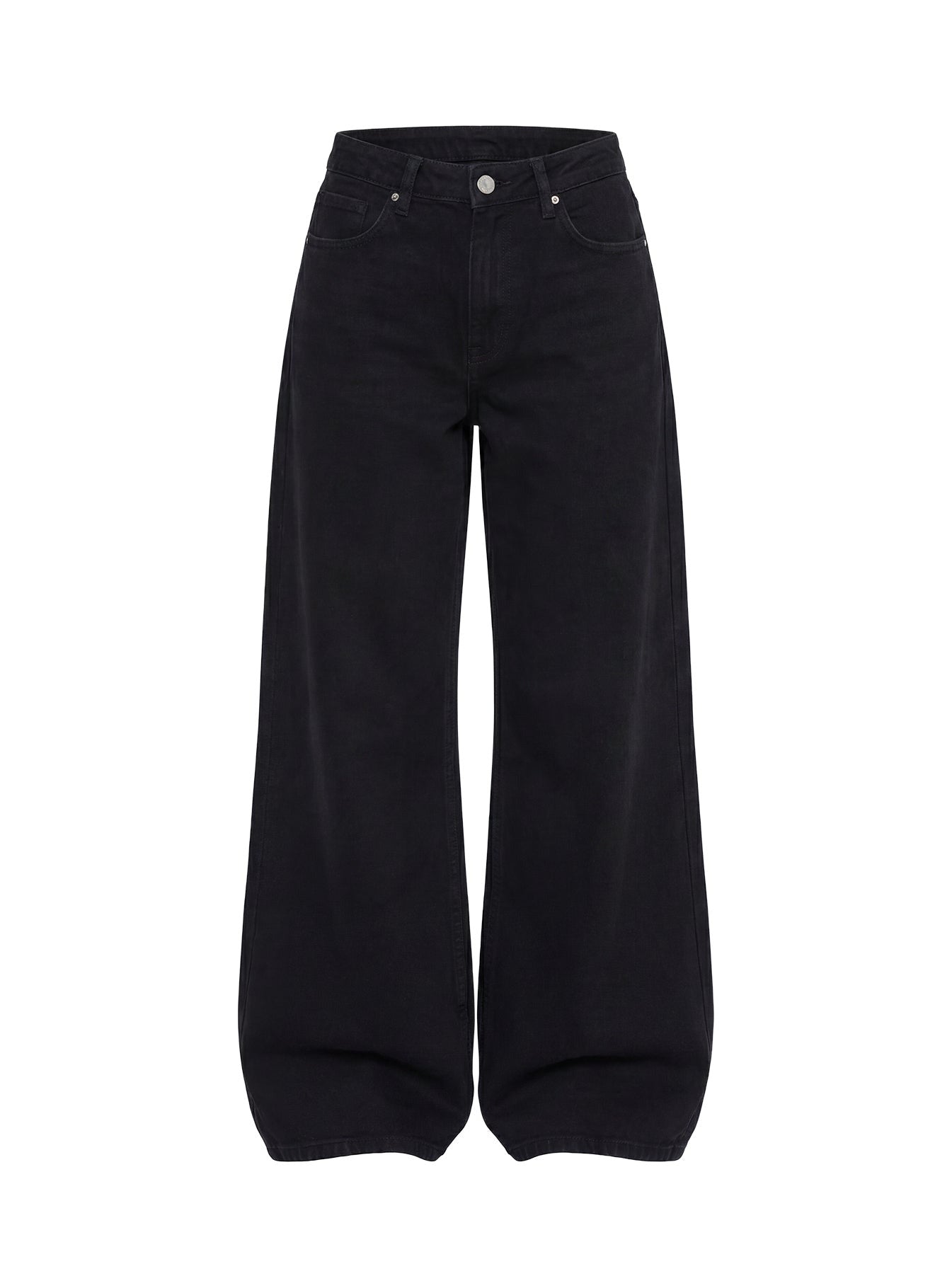 Naylor Mid Rise Wide Leg Jeans Washed Black Denim