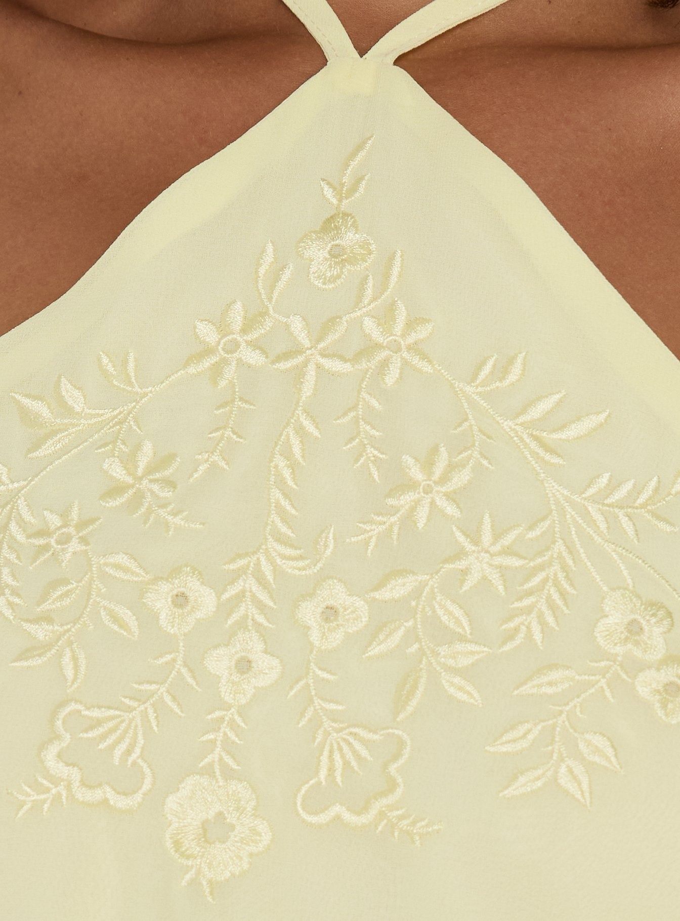 Junaya Arrowneck Fringe Detail Top Lemon