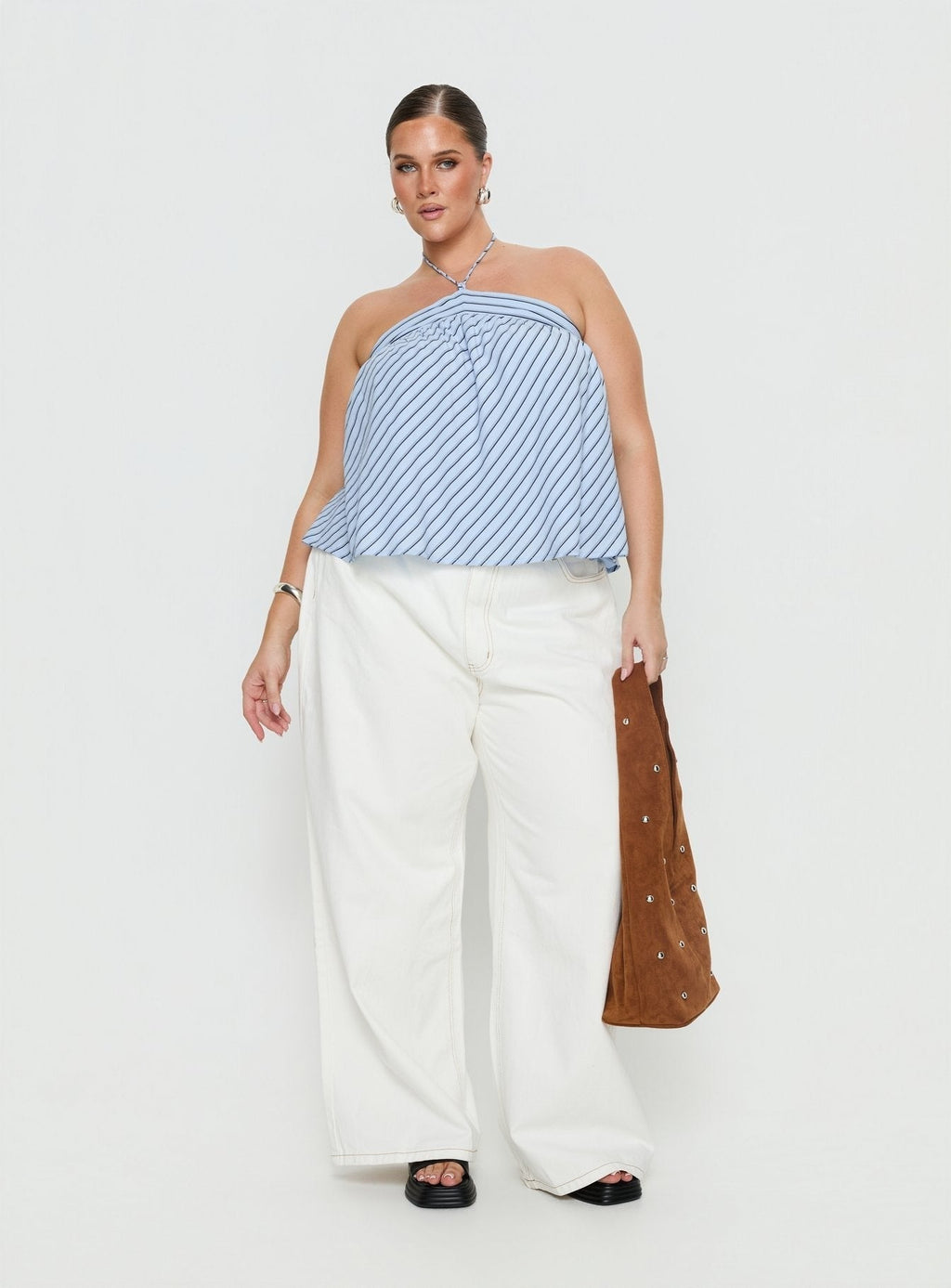 Moonlit Top Blue Stripe Curve