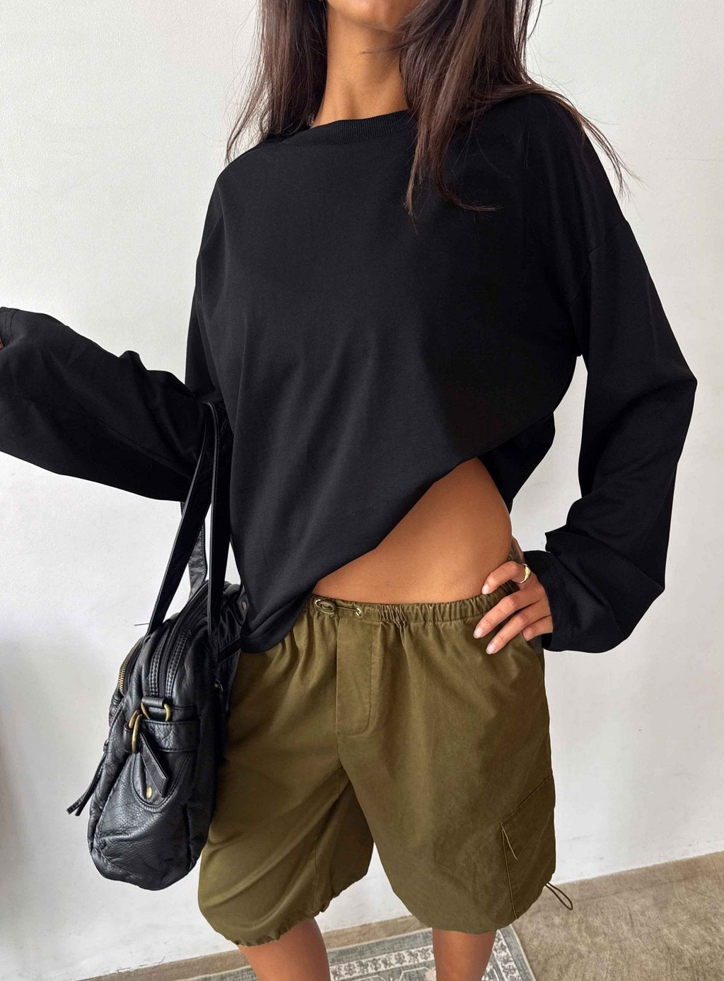Settle Down Long Sleeve Top Black