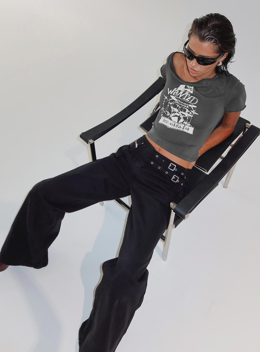 Star Wanted Asymmetrical Tee Grey