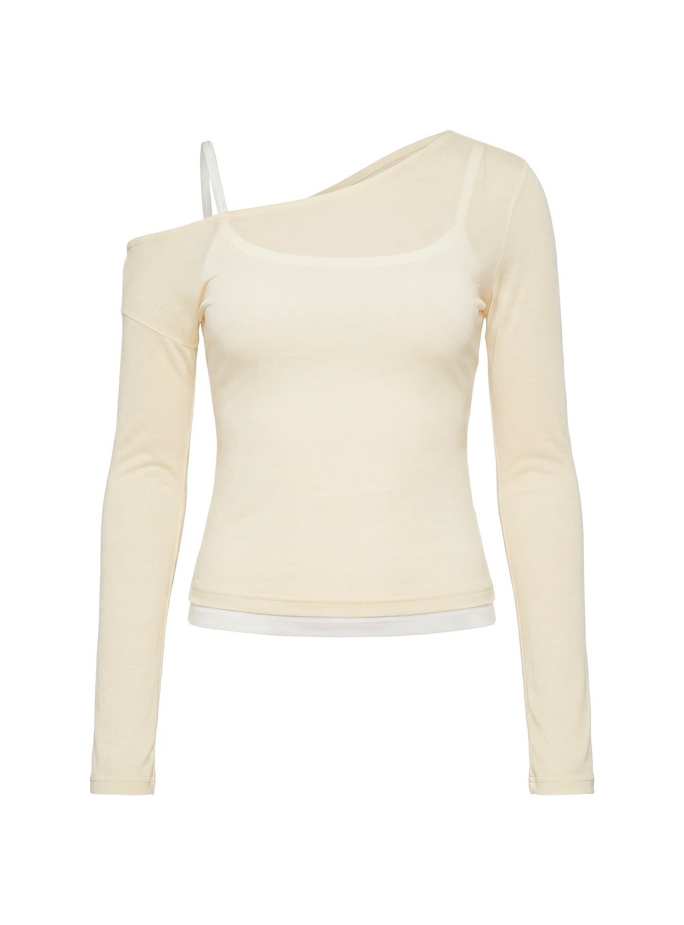 Maezie Off Shoulder Layered Long Sleeve Top Yellow / White