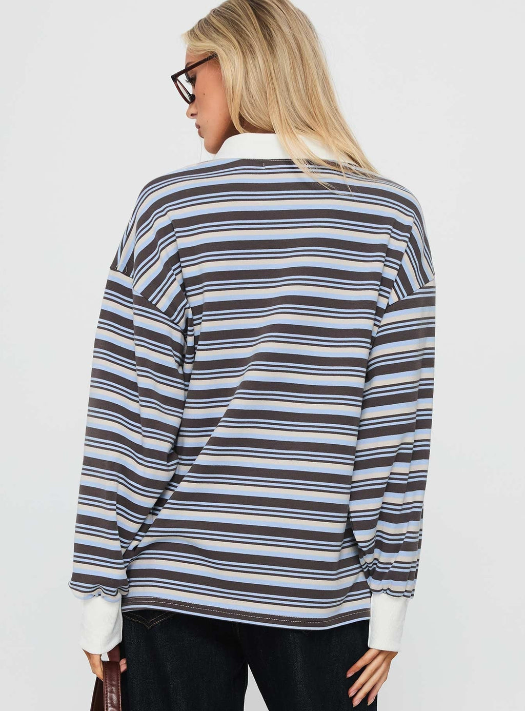 Smoke Signal Collared Jumper Blue Stripe