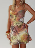 Miguela Cowl Neck Mini Dress Leopard Multi