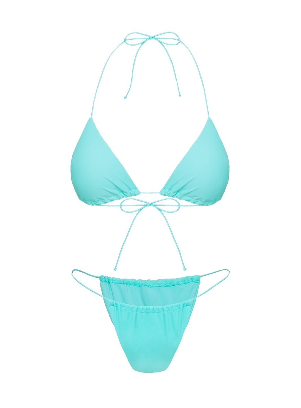 Selbie String Ruched Bikini Bottom White / Blue