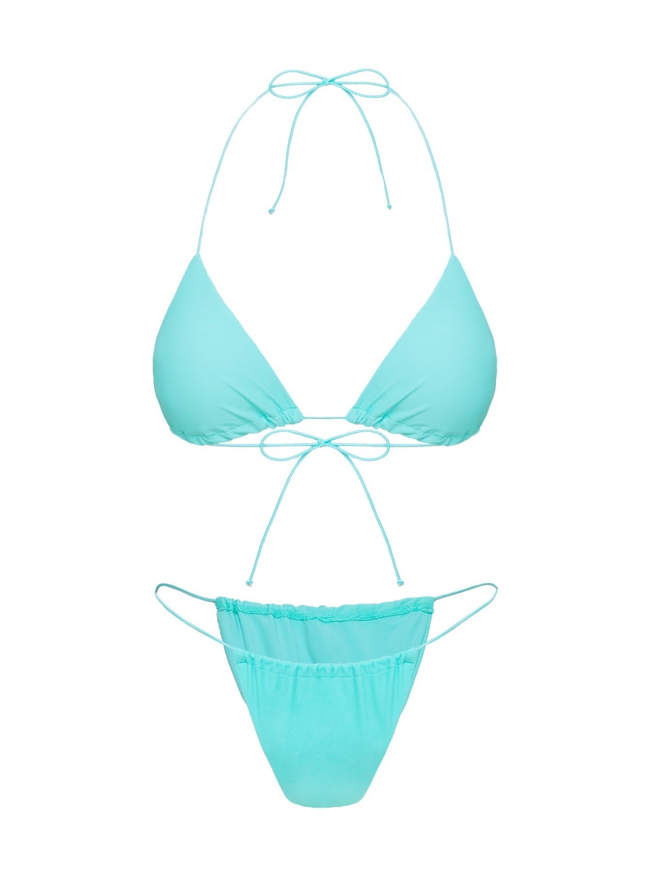 Selbie String Ruched Bikini Bottom White / Blue