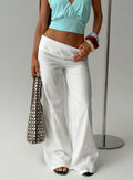Slow Days Broderie Anglais Mid Rise Pants White