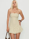 Delamere Mini Dress Yellow / Brown Polka Dot