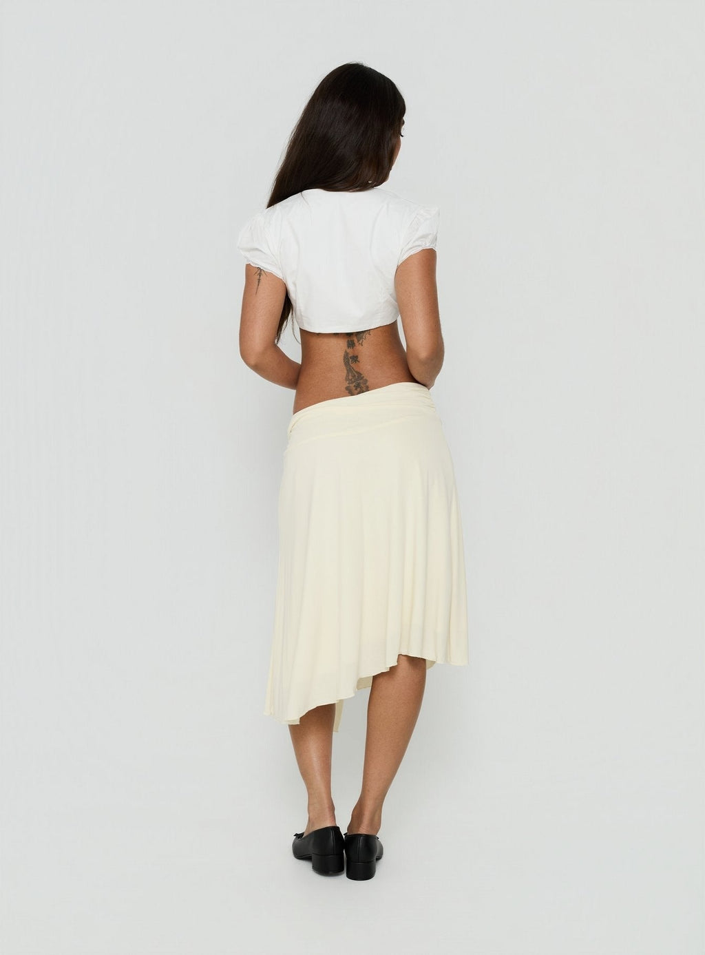 Iselda Draped Midi Skirt Cream
