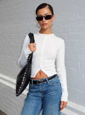 Suzu Long Sleeve Knit Top White