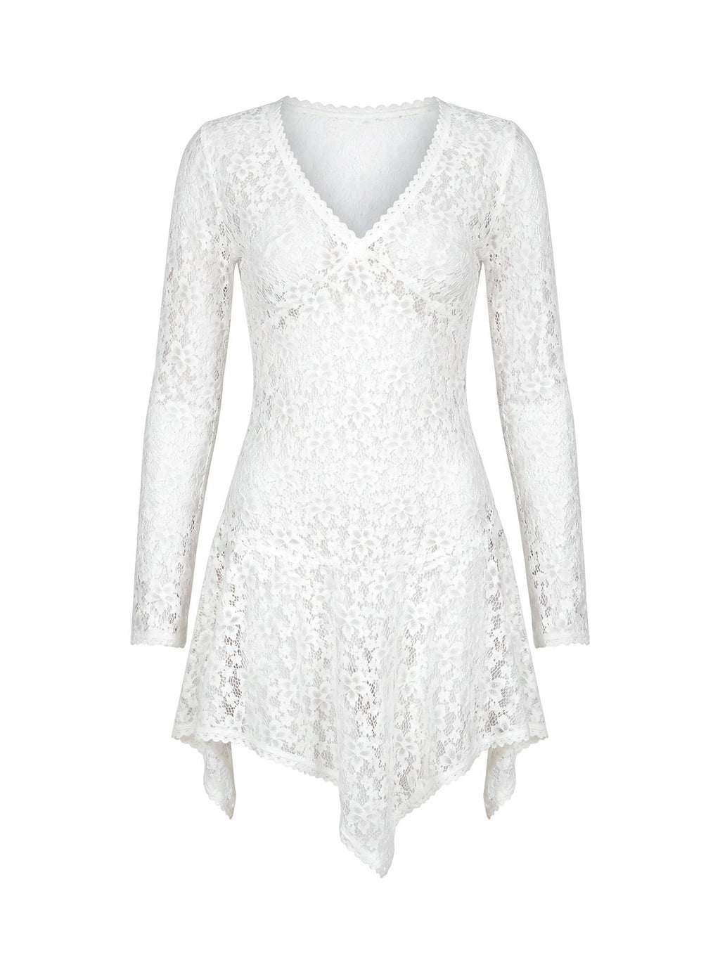 Somanie Long Sleeve Lace Mini Dress White