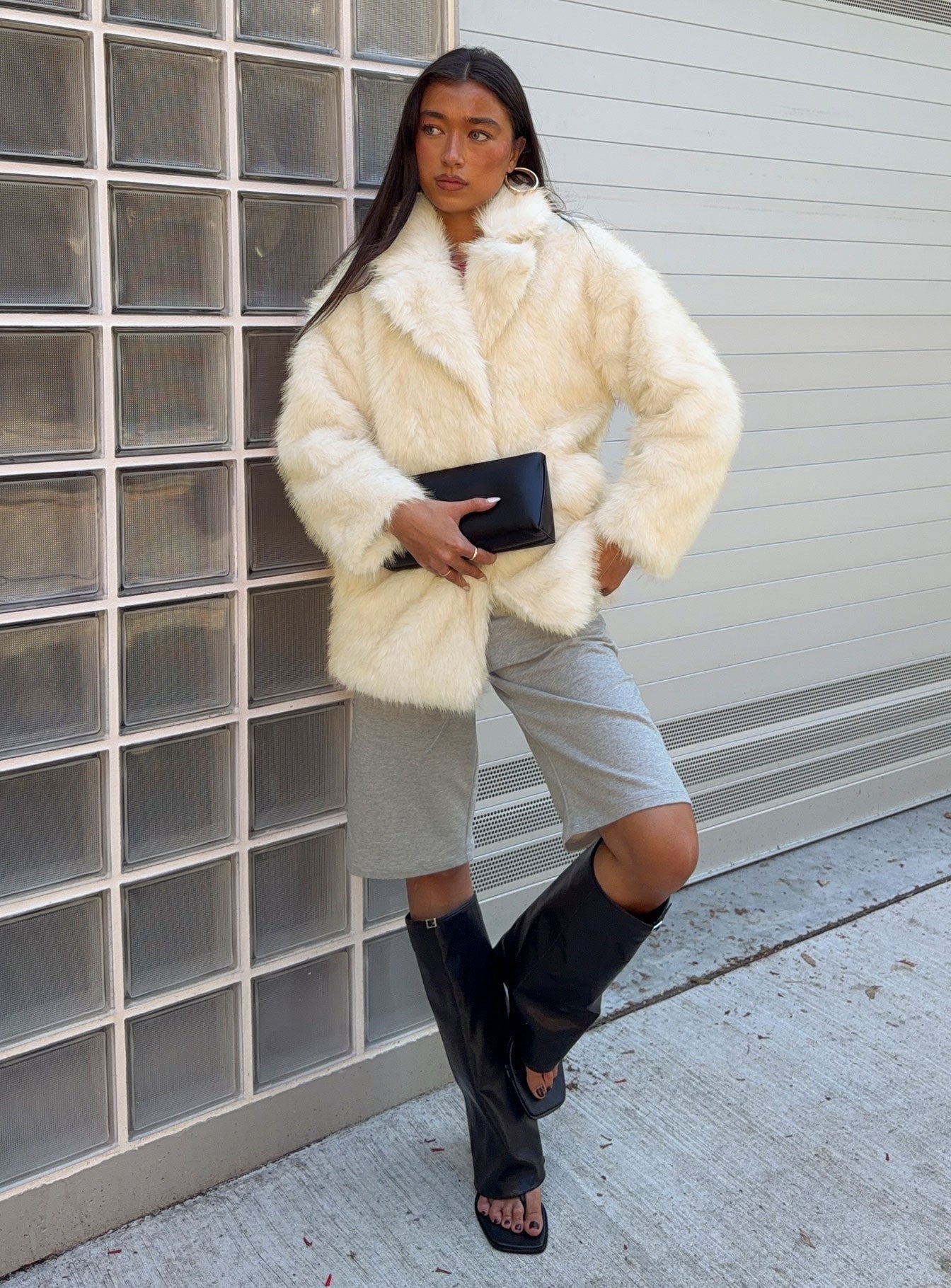 Clova Faux Fur Coat White